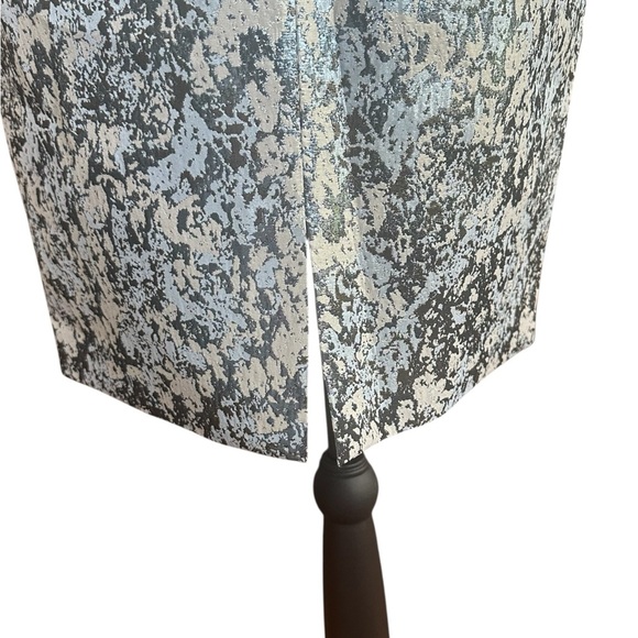 NWT Elie Tahari Metallic Baby Blue Silver & Cream Sheath Midi Dress Size 4 - Picture 9 of 11